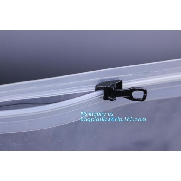 metal packaging slider zipper bag, Slider Zipper PVC Pouch Clear Vinyl PVC Zip lockk Bag, polyvinyl chloride material plas