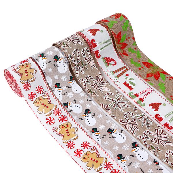 MSD Customized Christmas Wired Ribbon Roll 2.5 Inch Polyester Christmas Tree Ribbons