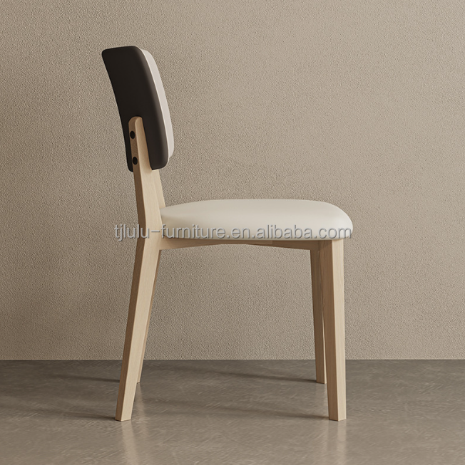 Sillones de comedor de hotel W47*D48*H86CM Morden Nordic PU Sillón de madera de cuero para muebles de comedor tapizado