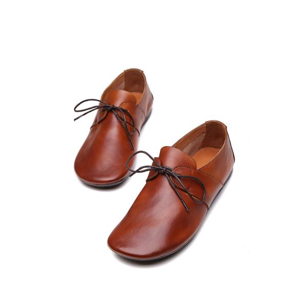 S104 Women's shoes autumn 2020 new leather fashion women's shoes convenient lace-up single shoes women's autumn