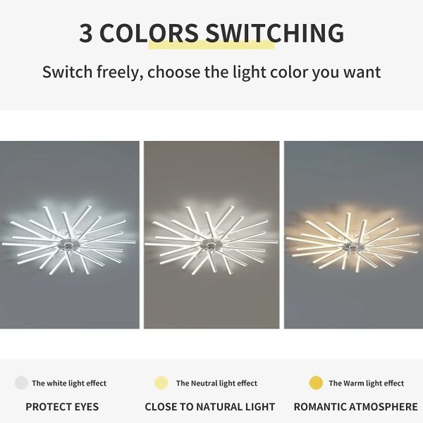Bedroom Remote Control Reversible Blades Fans Led Invisible branch Ceiling Fan Lamp (WH-CLL-79)