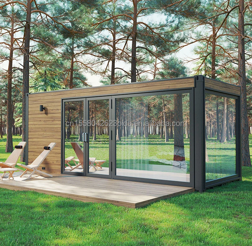 Ventanas de aleación de aluminio y aislante Sala prefabricada de 20 pies Sala de sol europea para aislamiento de hoteles