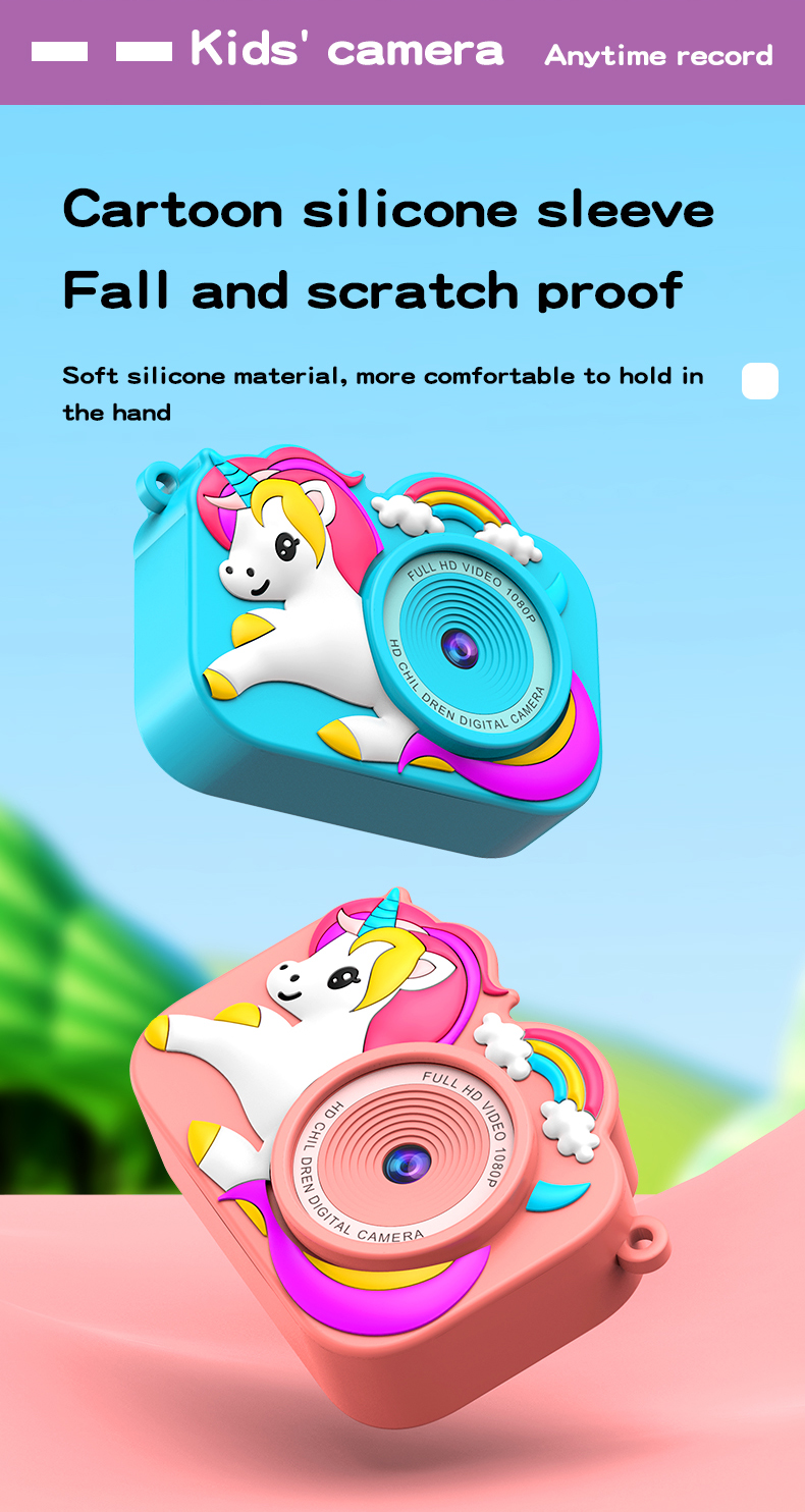 DLC Kids Camera Unicorn Design Plastic & ABS Case | Dual Camera CCD MicroSD <2
