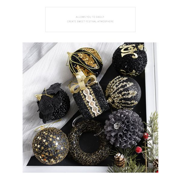Christmas Foam Ball Classic Black Gold Series Christmas Tree Pendant Decoration