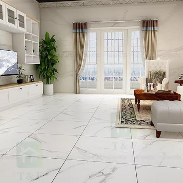 Плитки пола фарфора белым мраморным выглядеть высокие лоснистые 60x60cm противоракушечное