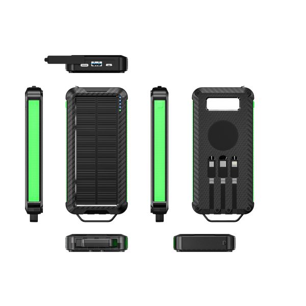 Li-Polymer Battery Solar Power Bank 10000mAh for iPhone 15 Wireless Charging and Outdoor