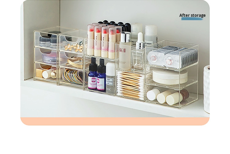 Transparent Multifunctional Acrylic Storage Box Clear Organizer for Makeup Jewelry Contact Lenses Desktop Vanity Organizer