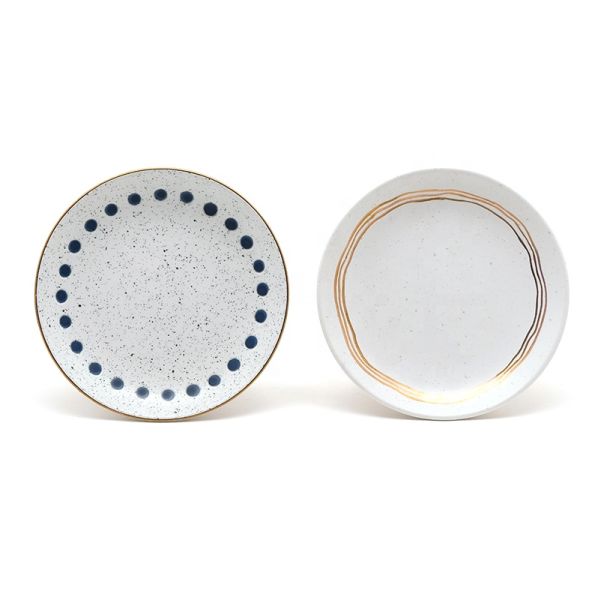 Столовая посуда Ужинная тарелка набор Каменная посуда Ручная живопись Ужинные наборы Золотые керамические столовые тарелки