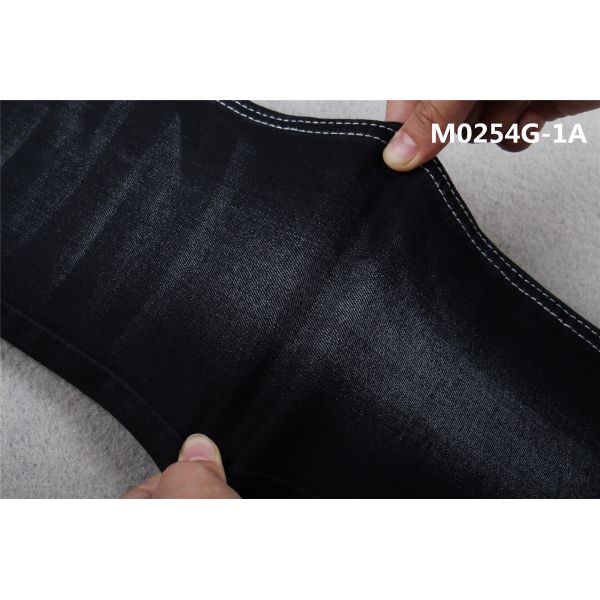 Jet Black Black 10.5 oz Cotton Slub Stretch Denim Jeans Fabric