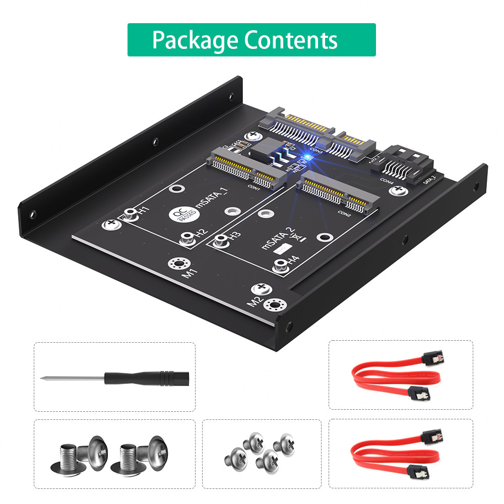 Версия обновления Dual MSATA SSD To Dual SATA3 Converter Adapter Card с 3,5 дюймовой кронштейном HDD