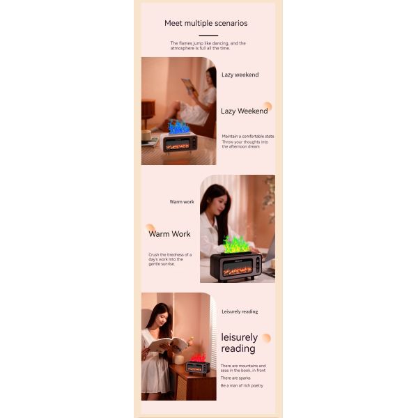 Plastic Material 3D Flame Aroma Diffuser USB Air Humidifier Fireplace Design For Hotel