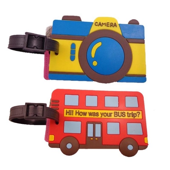 Custom PVC rubber bag accessories travel ID name luggage tag