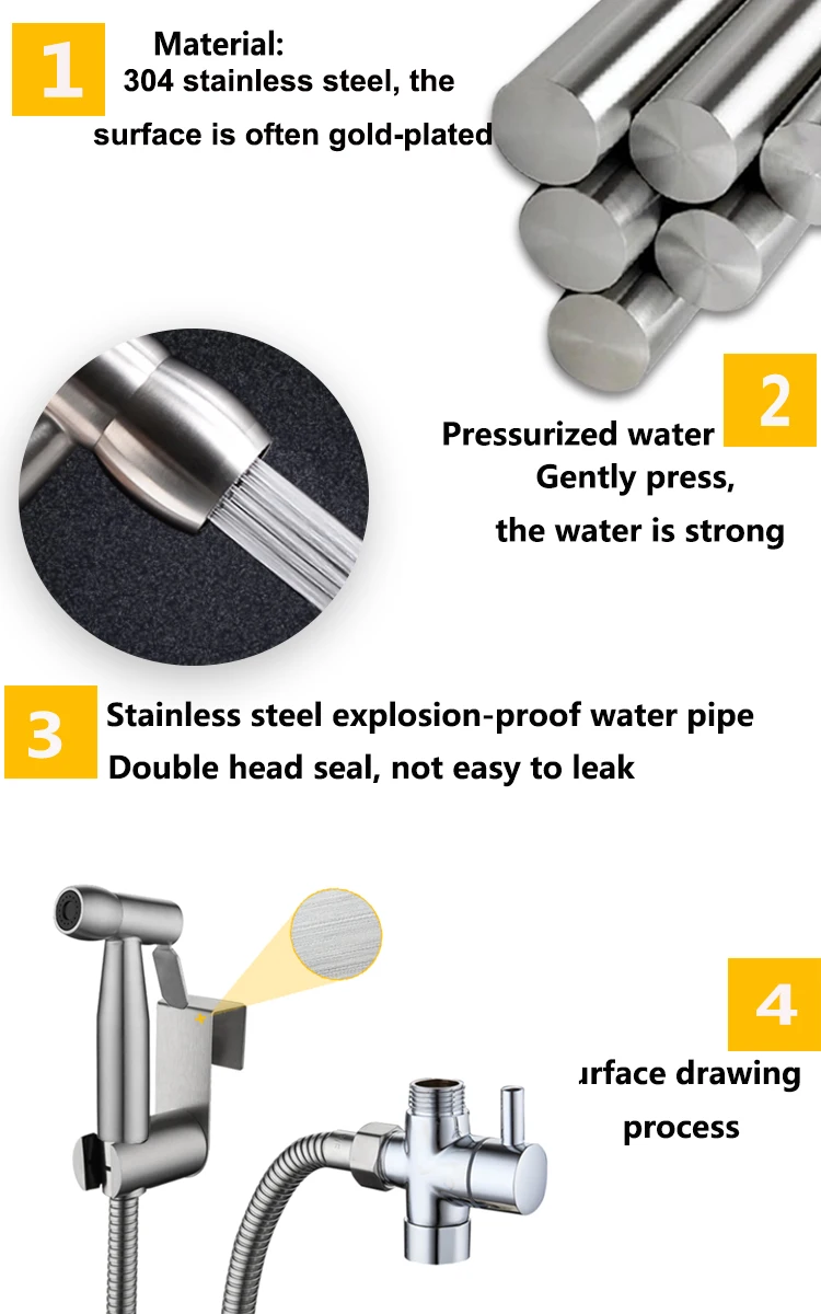 Устойчивое 304 из нержавеющей стали ванная комната туалетный бидет кранный распылитель ручной распылитель