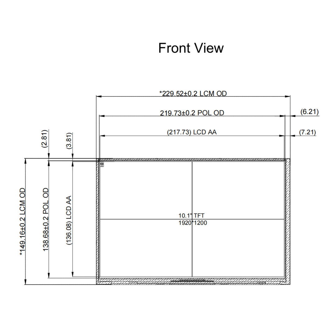 10.1 inch 1920*1200 LVDS Interface industrial LCD Display