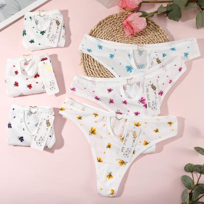 Women Thongs Panties Underwear Cotton High Quality Thongs Women Lingerie 12pcs/dozen Mix Colors Printed Thongs for Women