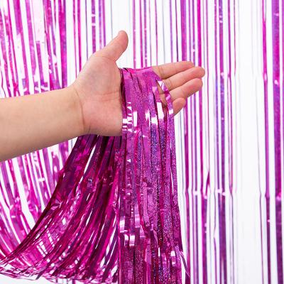 Rose Laser Foil Curtain 4x6m Christmas Laser Rain Curtain Customized