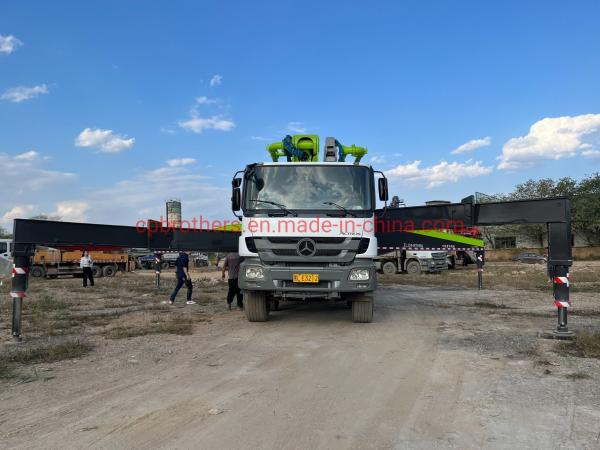 Green Refurbished Zoomlion Concrete Mixer Machine 56 Meter Used Concrete Pump Truck