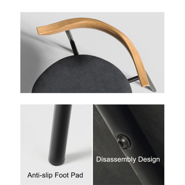 Nordic Design Solid Wood Cow Horn Chairs Dining Room Leatherette Metal Modern Side Chair