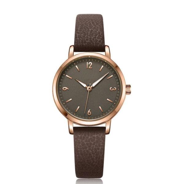 Simple Elegant Leather Strap Watches Womens With Japan Quartz Movement