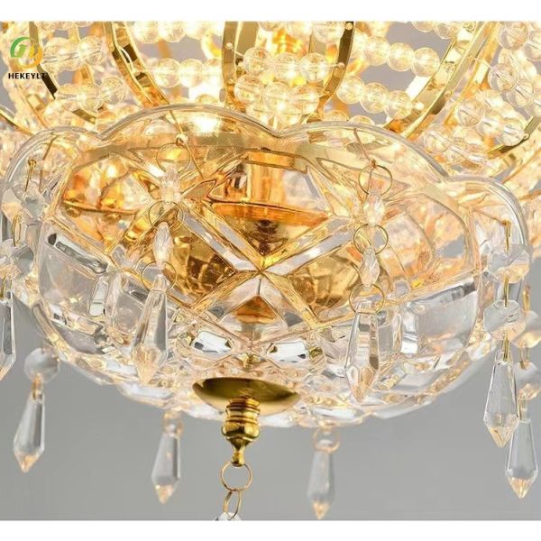 Luz moderna do ouro K9 Crystal Chandeliers Crystal Hanging Ceiling do diodo emissor de luz