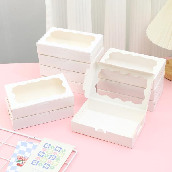 Caja de regalo con ventana de cartón blanco personalizada para embalaje de pastel de bodas