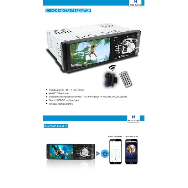 ЛКД экранирует 1 игрока автомобиля стерео/мультимедиа автомобиля Дин с УСБ Блуэтоотх МП5 ФМ