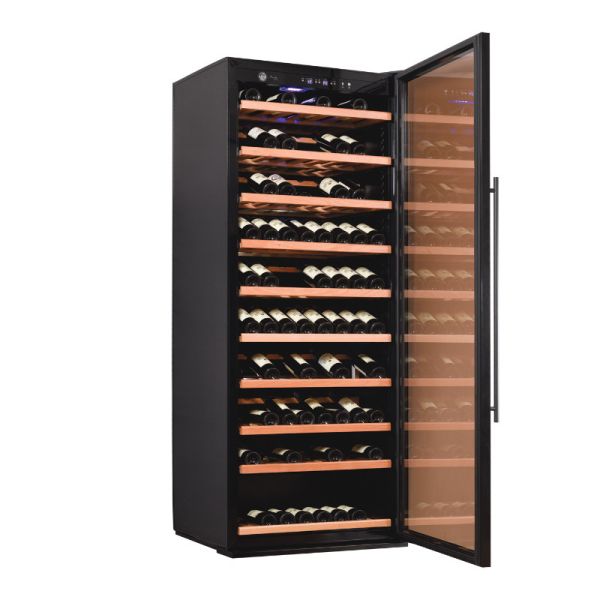 Single Zone Black Wine Cooler Cabinet with Touch Control Screen and Double Pane Glass Door