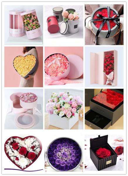 UV Coating Printing Large Flower Box Pink Pentagon Cardboard Rose Gift Box