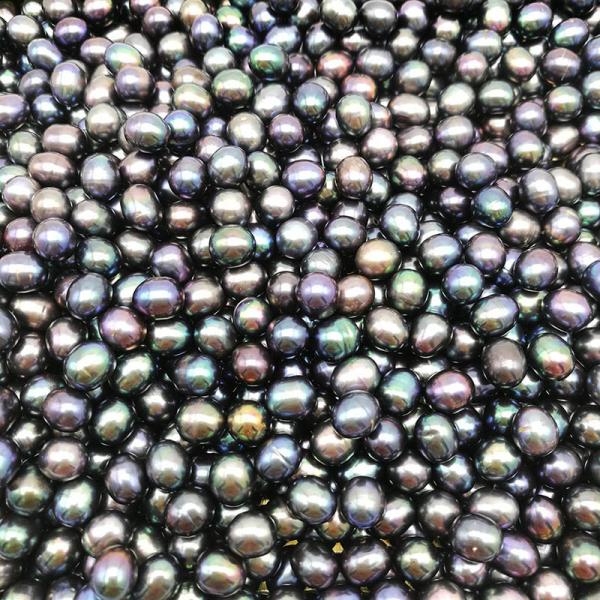 Wholesale AAA Grade 6-7mm and 7-8mm no hole Rice Shape Black pearl  Freshwater Loose Pearl Beads
