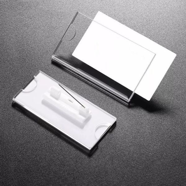 Various Sizes Plastic Cover Sublimation White Aluminum Name Tag Blanks Custom Metal Name Badges Employee Pin