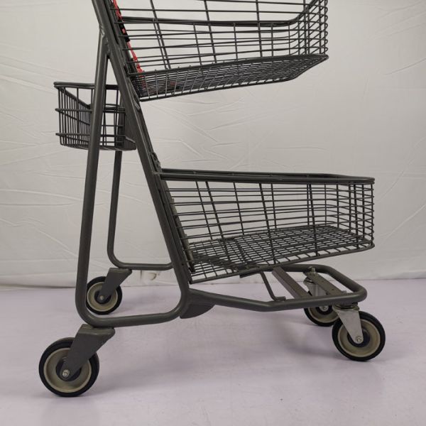 вагонетка металла двойной корзины корзины супермаркета 80L большая