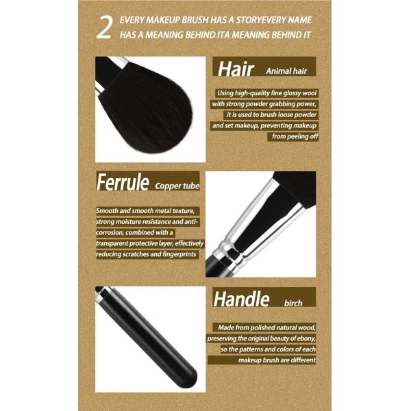 A09 Single Black Wool Premium Facial Makeup Brushes Custom Logo Washable