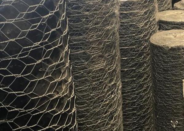 Hexagonal Gabion Wire Mesh / PVC Coated Wire Gabion Baskets 25-100m Length