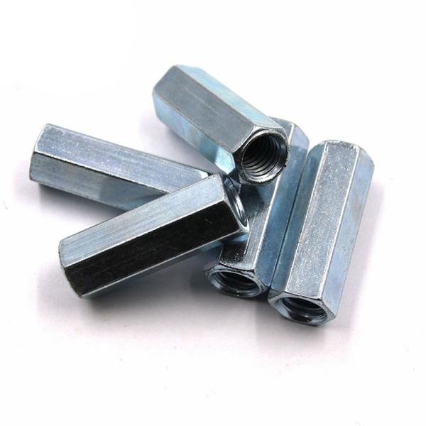 SAE Grade2/5 1/2 3/4 Blue White Zinc Plated Steel Extra Long Hex Nuts Imperial Inch Measurement System with Flat Head