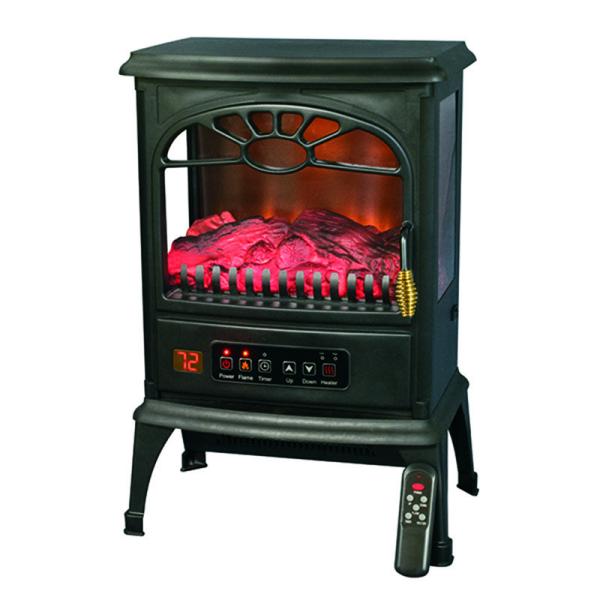 TPL-01R 3 Sided Electric Fireplace With Adjustable Flame Brightness Black