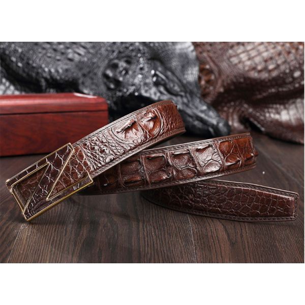 Custom logo fashion casual belt alloy automatic buckle crocodile men's belts