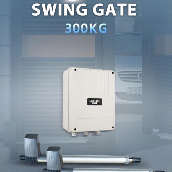 PK300DC Solar Panel Backup 300kg Capacity Swing Gate Opener with Remote Control >30m for Residential Use