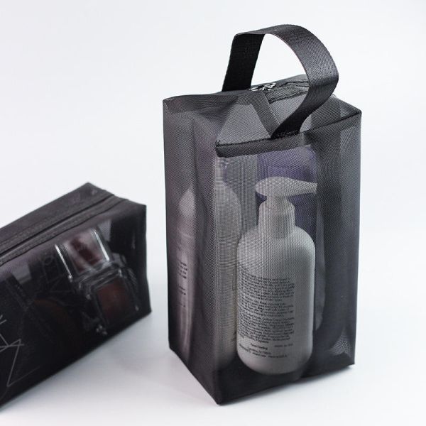 Transparent Mesh Toiletries Bag For Business Travel Portable Wash Shower Cosmetic Bag