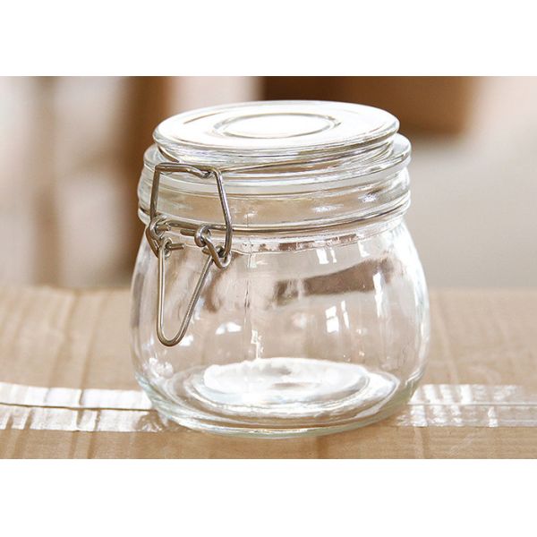 Ясные воздухонепроницаемые стеклянные опарникы со стальным запирая цветом крышки прозрачным