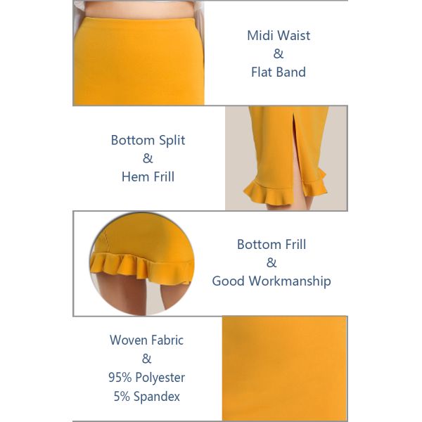 Fashion 2018 Yellow Package Hip Pencil Office Skirts Women