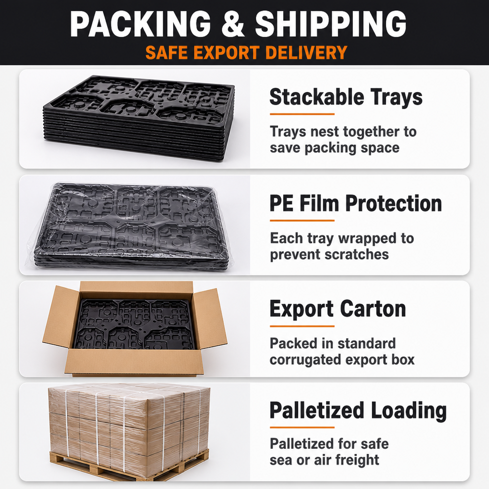 OEM Thick Vacuum Formed Plastic Tray Heavy Gauge Thermoforming Blister Pallet with Cutting Service for Electronics