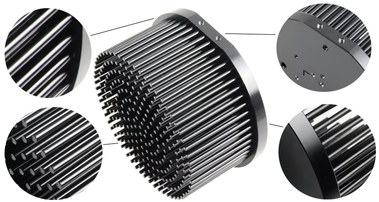 Anodized 30W Skiving Heat Sink Tubular Thermal Dissipation Design