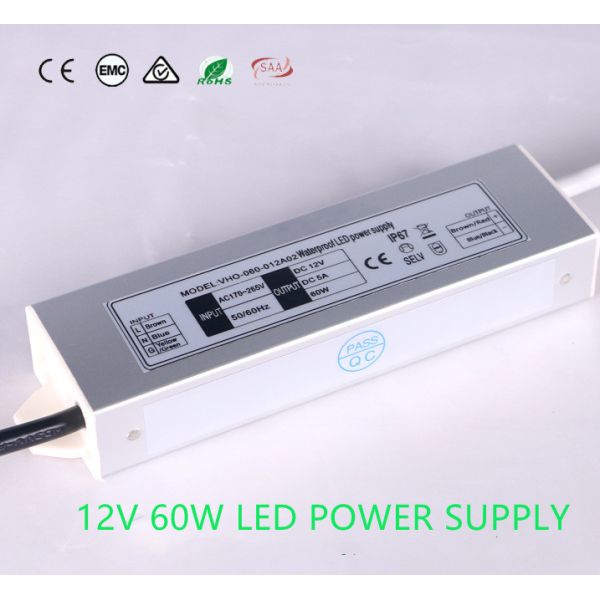 60W Lightweight 24VDC Outdoor Power Supply , Moistureproof CV LED Driver