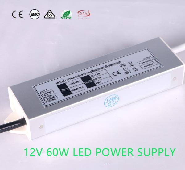 60W Lightweight 24VDC Outdoor Power Supply , Moistureproof CV LED Driver