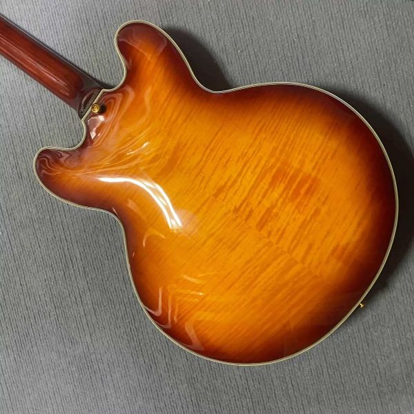Custom Gibson Style ES Supreme Bourbon Burst Semi Hollow Body Jazz Electric Guitar