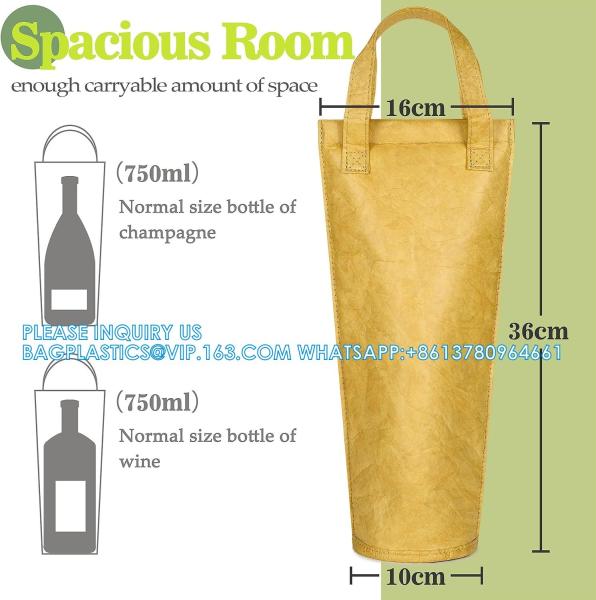 Tyvek Bottle Bag, DuPont insulated Wine Carrier Tote Holders, Portable Gift Bags With Handle For Business