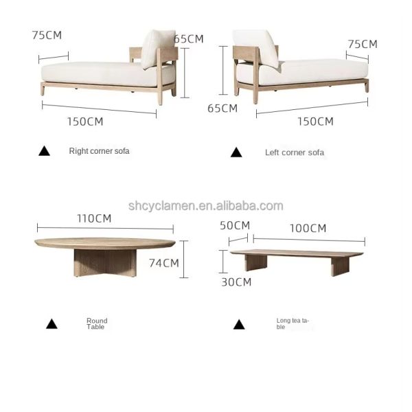 Simple Nordic Outdoor Teak Aluminum Furniture Garden Sofa Chairs Anti Corrosion Anti Cracking
