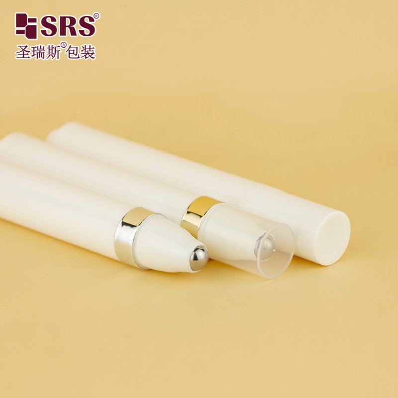 AY-15ML Wholesale Double Layer White Roller Bottle With Metal Roller Ball For Scalp Hair Care Packaging