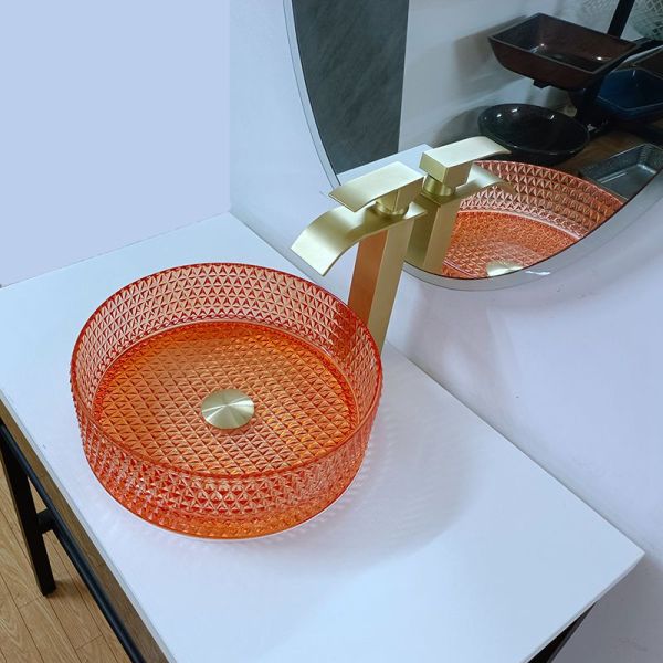 Bathroom Vessel Sink Bowls Glass Italy Design High End Table Top Counter Wash Basin