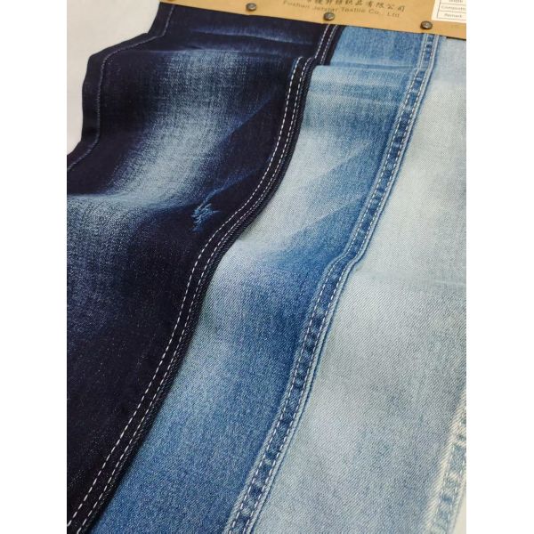 8.9oz 85%Cotton Dual-Core Siro Yarn Cross Slub 10s Denim Fabric 180cm Full Width For Jeans Or Jacket